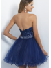 Strapless Sweetheart Neck Beaded Lace Tulle Short Homecoming Dress